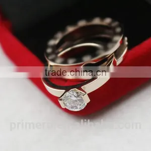 Classic Single Rhinestone Big Stone Titanium Steel Bulgarian Combo Carat Designs Rose Gold Ring Jewelry Accessories thumbnail-4