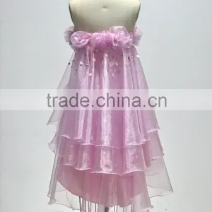 Chaozhou Wholesale Pink Organza Homecoming Cocktail Evening Dress thumbnail-3
