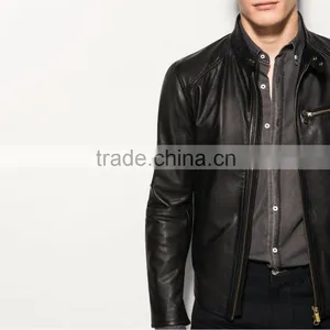 Leather Jacket With Brass Zips Wholesale thumbnail-2