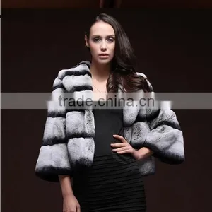 Rex14012 Short Hot Selling Chinchilla Rex Rabbit Coat thumbnail-1