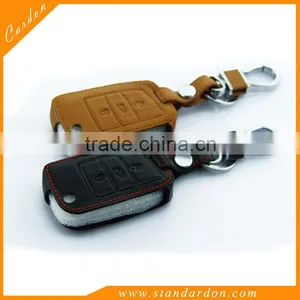 Genuine Leather Remote Car Key Remote Case Cover for VW Golf Key Case thumbnail-1