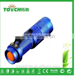 High-quality Mini Blue Brand 200LM Waterproof LED Flashlight 3 Modes Zoomable LED Torch Penlight for Hiking thumbnail-1