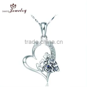 Lovely Heart Shaped Sterling Silver Pendants Micro Pave Set CZ Diamonds thumbnail-2