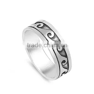 Excellent 925 Sterling Silver Oxidized Wave Ring thumbnail-1