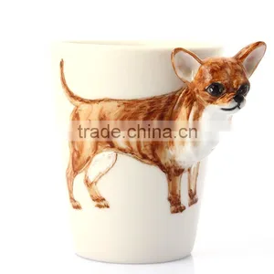 3D Animals Painted Porcelain Mug, Chihuahua Coffee Mug thumbnail-2
