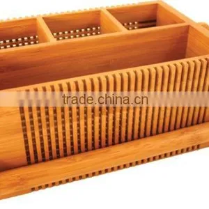 Factory Wholesale Bamboo Utensil Caddy, Flatware & Kitchen Utensils Holding Box Quality Choice thumbnail-3