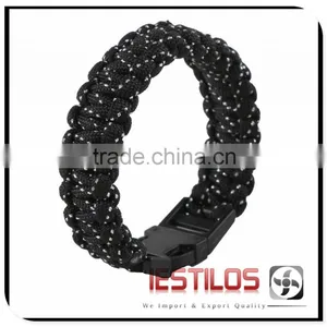 Black+White Paracord With Black Buckle Bracelet thumbnail-1