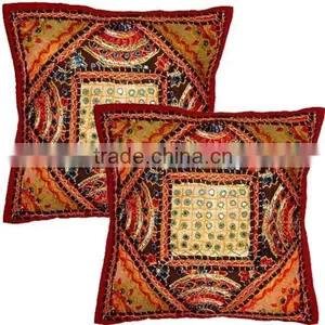 Ethnic Design Kantha Work Cotton Cushion Cover 40*40cm thumbnail-1