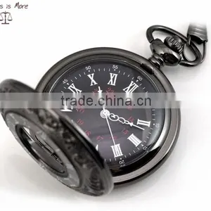Fashion Wholesale Dark Night Pocket Watch Black Necklace Watch for Men thumbnail-3