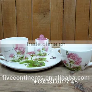 Ceramic Porcelain Tea Cup With Sugar Pot Set Coffee Set thumbnail-1