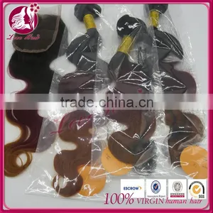 For Sale 100% Unprocessed Three Tone Human Hair Body Wave Hair Wefts With Body Wave Lace Closure thumbnail-1