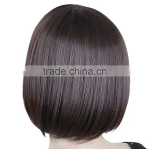 Lady Fashion Short Brown Straight Women Bob Wig Cosplay Party Wig N500 thumbnail-3
