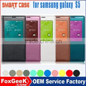 Wholesale Cell Phone Leather Case for Samsung Galaxy S5 With Smart Cover Sleep/wake Function thumbnail-1