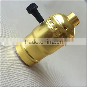 Vintage E27 Aluminum Lamp Holder Socket With Switch Brass/Gold/Silver/Black thumbnail-3