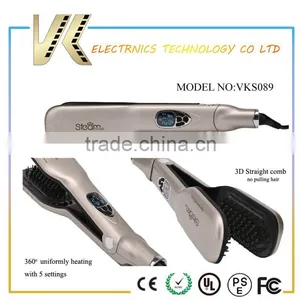 2016 Top Selling Steam Ceramic Hair Straightening Brush Steam Hair Straightener Brush thumbnail-1