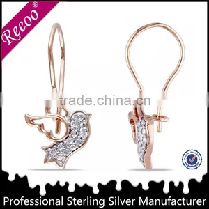 Silver Earring Settings 925 Silver Peace Dove Earrings Cute Animal Silver Earrings thumbnail-1