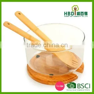 Large Glass Salad Bowls With Bamboo Lid thumbnail-4