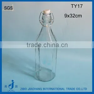 1000ml Unqiue Design Glass Liquid Bottle With Rubber Ring Lid thumbnail-1