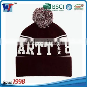 Custom Winter Mens Beanies Knitted Hat With Leather Patch Label thumbnail-3