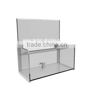 Clear PMMA Acrylic Plexiglass Donation Boxes thumbnail-1