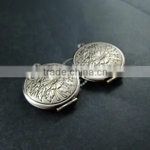 27mm Vintage Style Antiqued Silver Flower Photo Locket Pendant Charm DIY Supplies 1113026 thumbnail-2