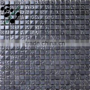 SMP14 Waterproof Mosaic Interior House Mosaic Black Electroplate Glass Mosaic thumbnail-1