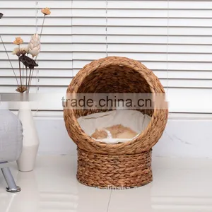 Pawhut 20" Banana-Leaf Condo Pod Elevated Cat Bed - Brown thumbnail-1