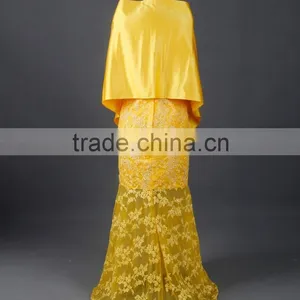 RSE676 Yellow Sexy See-Through Lace Back Open Evening Dress With Shawl thumbnail-2