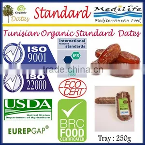 Tunisian Organic Standard Dates. High Quality Organic Tunisian Standard Dates. Organic Unbranched Dates 250g Tray thumbnail-1