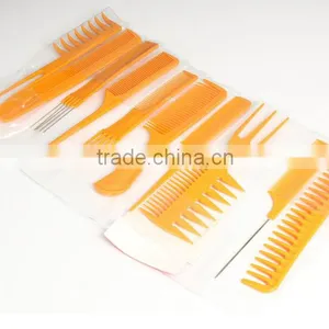 10pcs Professional Salon Hair Styling Hairdressing Black Plastic BarbersBrush Combs Set Hair Comb Set,Good for Barber thumbnail-3