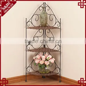 Home & Office Gardening Equipment Metal & Wicker Corner Plant Flower Rack thumbnail-1