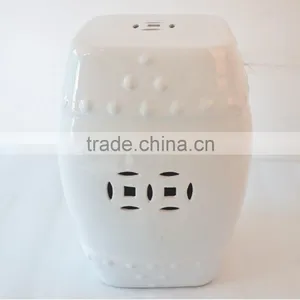 Antique Outdoor Ceramic White Stool for Garden Decor thumbnail-1