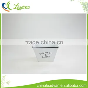 Indoor Funiture and Home Decor White Metal Square-shaped Flower Pots thumbnail-2