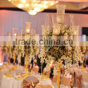 CRYSTAL HANGING CANDELABRA CENTERPIECE FOR WEDDING,GOLD CANDELABRA thumbnail-3