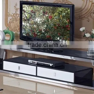 Modern Glass Console TV Stand With Wooden Strorage Cabinet E6665 thumbnail-1