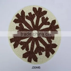 Cream Ond Brown Glass Bead Place Mats With Patterns Available in More Colours and Patterns thumbnail-1