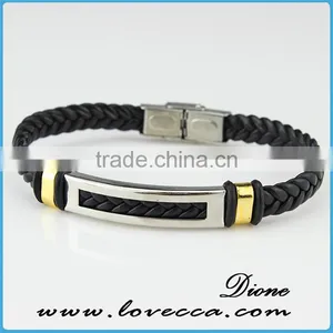 2016 Man Skull Bracelet Custom Size Magnetic Genuine Leather Bracelet thumbnail-1