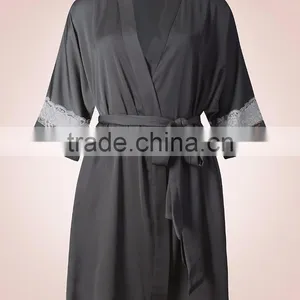 Adult Romper Pajamas Wholesale Custom Satin Lace Insert Dressing Gownpajamas WomenWholesale Custom Made in China thumbnail-5