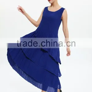 Pleat Ladies Sleeveless Vest Dress New Design Cake Dresses thumbnail-3