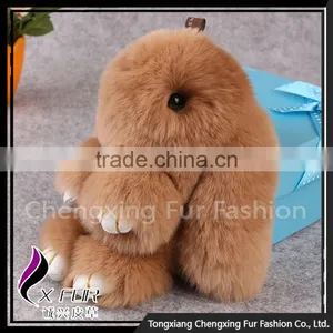 CX-R-10 Lastest Design Hot Fashion Custom Genuine Rex Rabbit Fur Keychain thumbnail-5