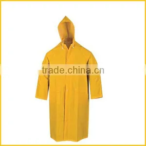 PVC/Polyester Long Yellow Raincoat With Detachable Hood thumbnail-1
