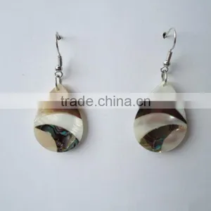 Mix Natural Abalone Shell Hoop Earrings Coconut Mosaic Earrings Round Hollow Paua Shell Earrings thumbnail-3