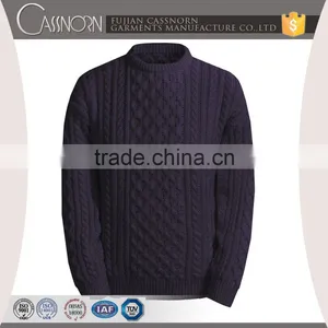 Popular Drop Shoulder Winter Cable Knit Pure Wool Sweaters for Men thumbnail-1