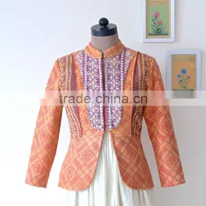 Vintage Kantha Boho Jacket in One of a Kind Aztec Print ~ Small thumbnail-1