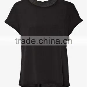 Ladies Crepe Front Tee With Short Turn-up Sleeves thumbnail-1