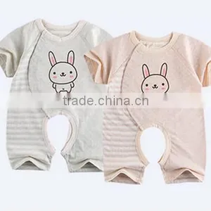 Factory Supply Organic Cotton Newborn Baby Girls Short Sleeve Romper Bodysiut Jumpsuit One-pieces Outfits Set thumbnail-1