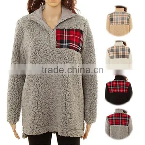 Wholesale Quarter Zip Jacket Oversized Sherpa Fleece Pullover thumbnail-1