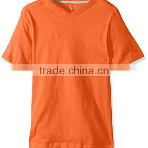Men's v Neck Stand up Collar Red T-shirt thumbnail-1