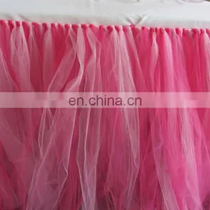 China Factory Wholesale Light Blue Tulle Wedding Hawaiian Table Skirt thumbnail-4