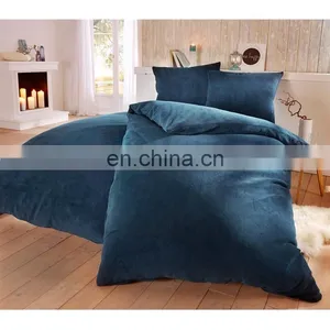 I@home 100%polyester Soild Color Microfiber Coral Fleece Bed Duvet Cover Sheet Set thumbnail-3